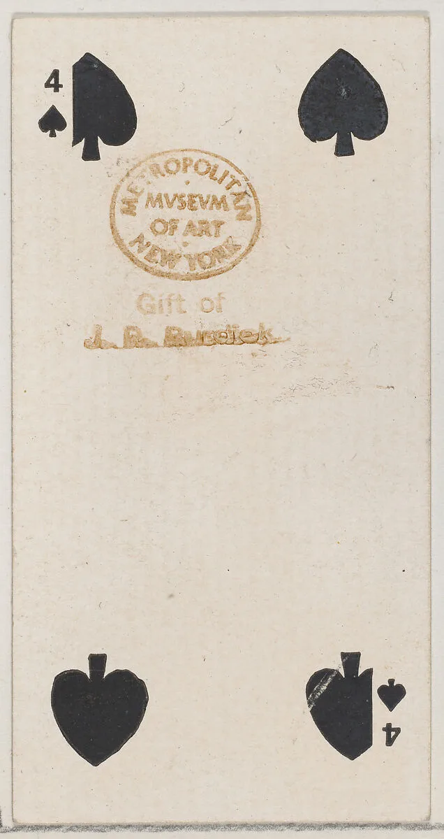 Four Spades (black), from the Playing Cards series (N84) for Duke brand cigarettes — W. Duke, Sons & Co.