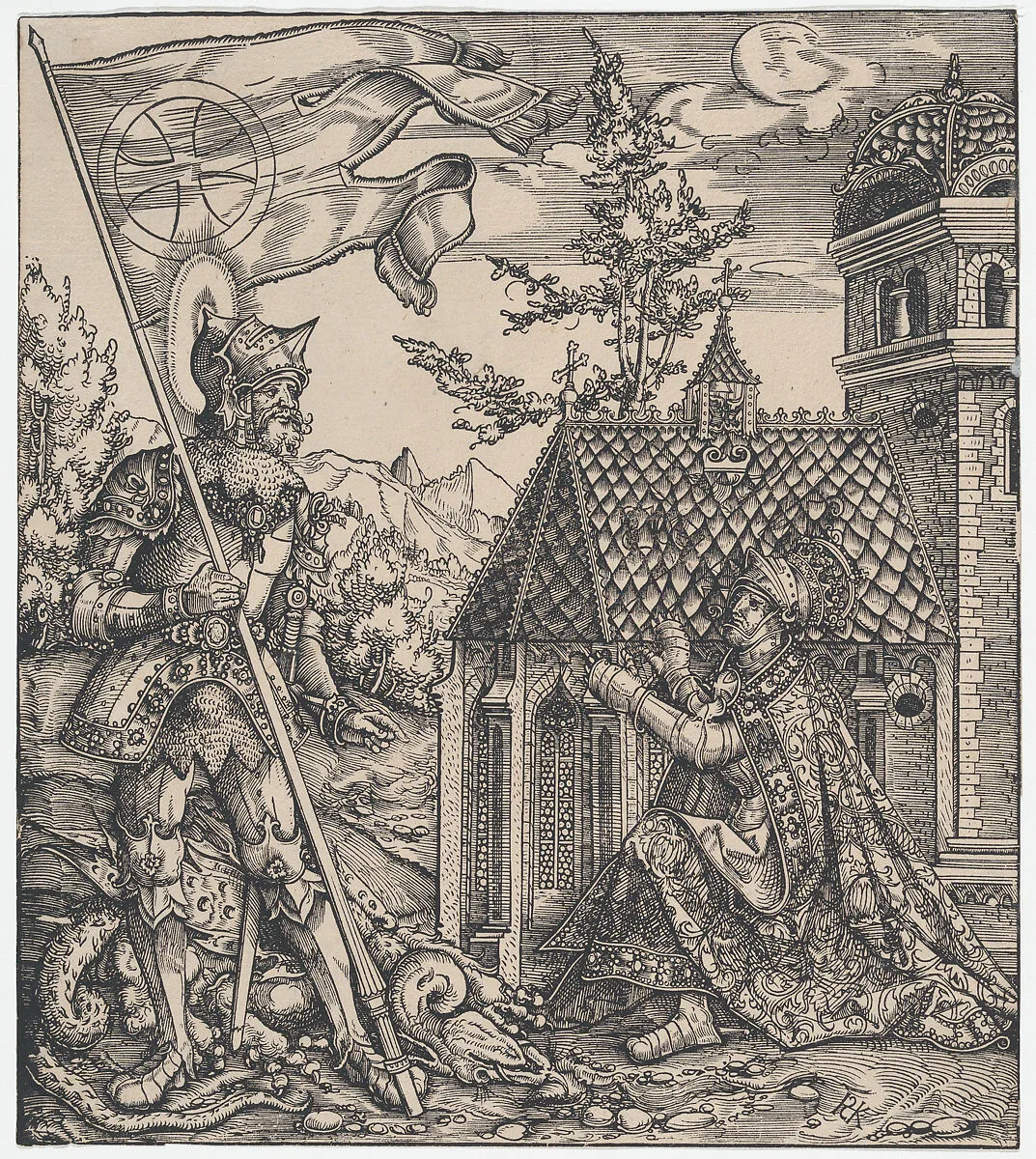 St George as the Emperor's Patron Saint, from "The Habsburg Saints" (Images de Saints et de Saints Issus de la Famille de L'Emperor Maximilian I) — Adam von Bartsch|Hans Springinklee