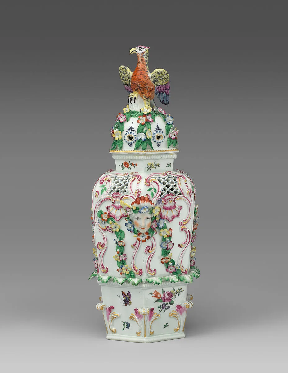 Covered vase for potpourri (one of a pair) — Worcester factory