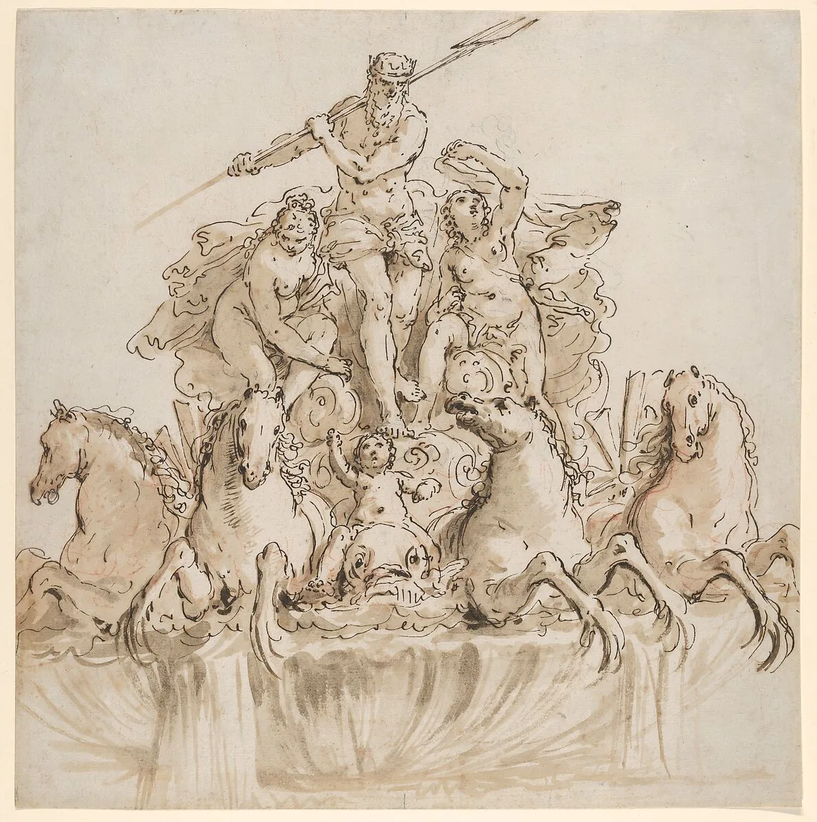 Design for a Fountain with Neptune in his Chariot — Francesco Fontebasso
