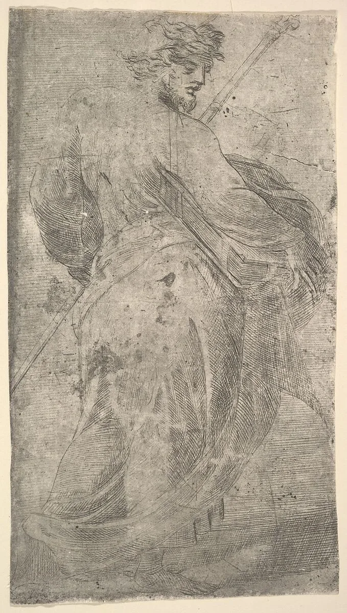 Saint James Major, a staff in his left hand, book in his right, from "Christ and the Apostles" — Andrea Schiavone (Andrea Meldola)