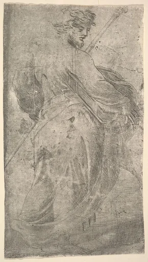 Saint James Major, a staff in his left hand, book in his right, from "Christ and the Apostles"