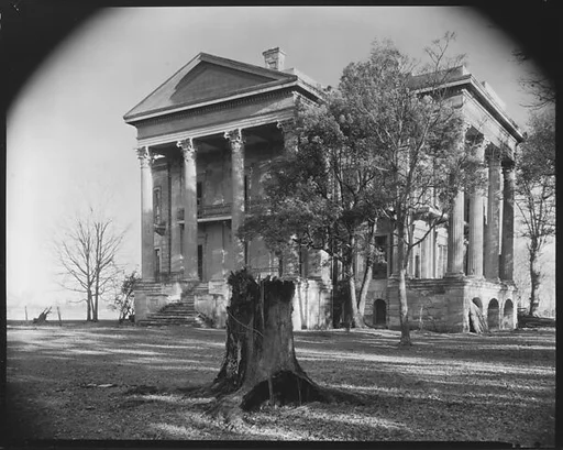 [Belle Grove Plantation House with Tree Stump in Foreground, White Castle, Louisiana]