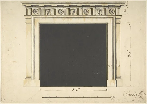 Design for a Chimneypiece with a Classical Cornice, for Ampthill Park, Bedfordshire, Dining Room