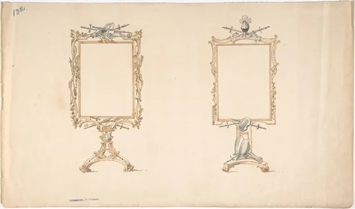 Designs for Two Mirror Frames Supported on Footed Pedestals with Armorial Ornament