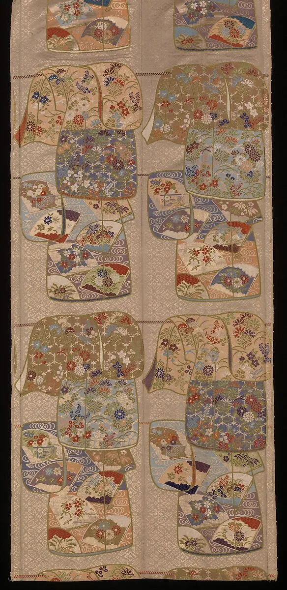 誰が袖模様丸帯|Obi with “Whose Sleeves?” (Tagasode) Pattern — Unknown
