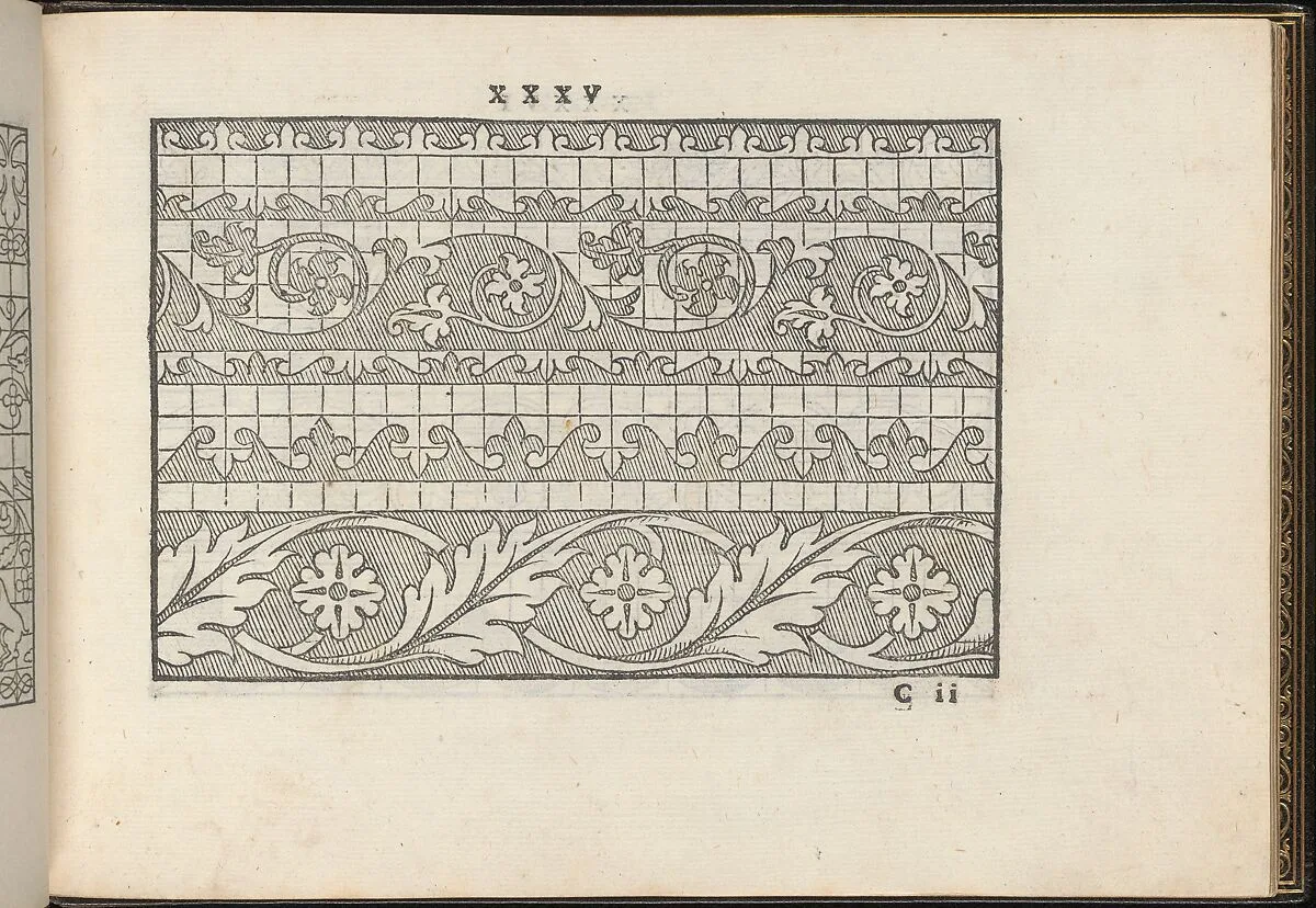 La Vera Perfettione del Disegno di varie sorti di recami, page 18 (recto) — Giovanni Ostaus|Giuseppe Salviati (Giuseppe Porta, called Il Salviati)