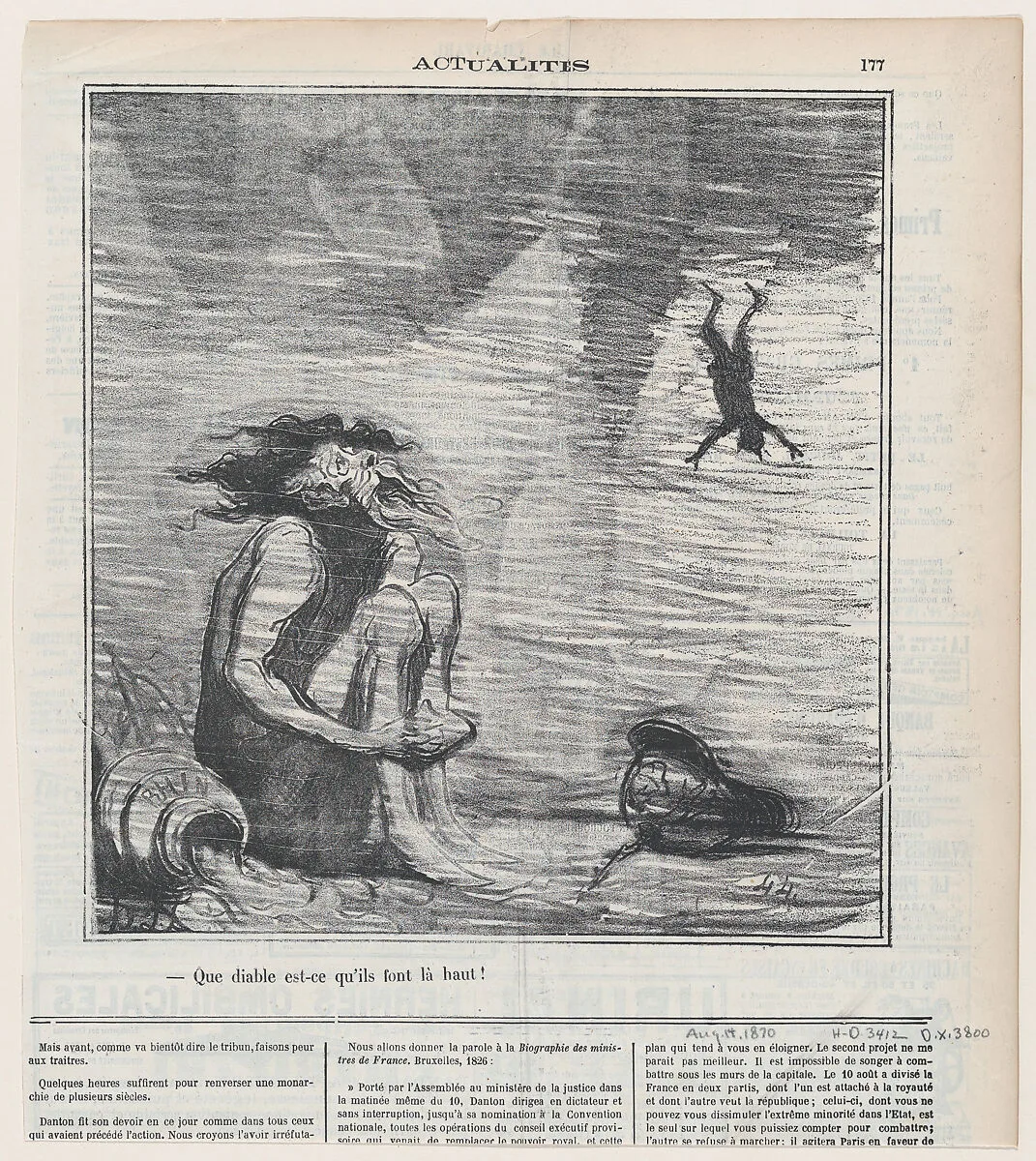 What the devil are they doing up there?, from 'News of the day,' published in Le Charivari, August 14, 1870 — Honoré Daumier