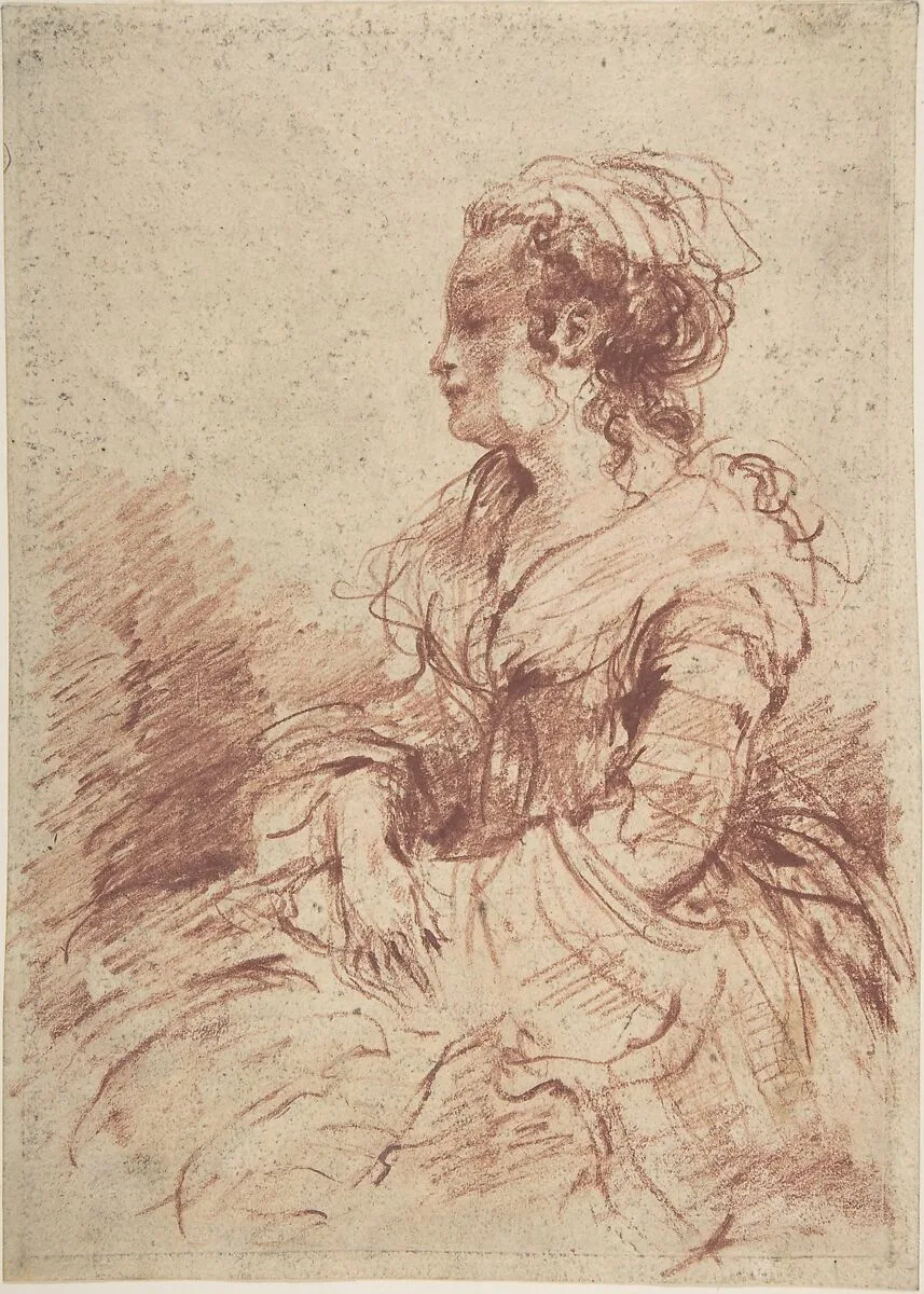 Portrait of a Lady, seated — Anonymous, French, 18th century|Jean-Baptiste Joseph Pater