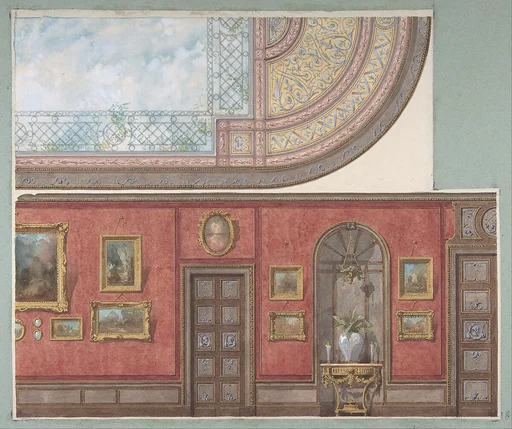 Design for Gallery Elevation and Ceiling, Hôtel Cottier