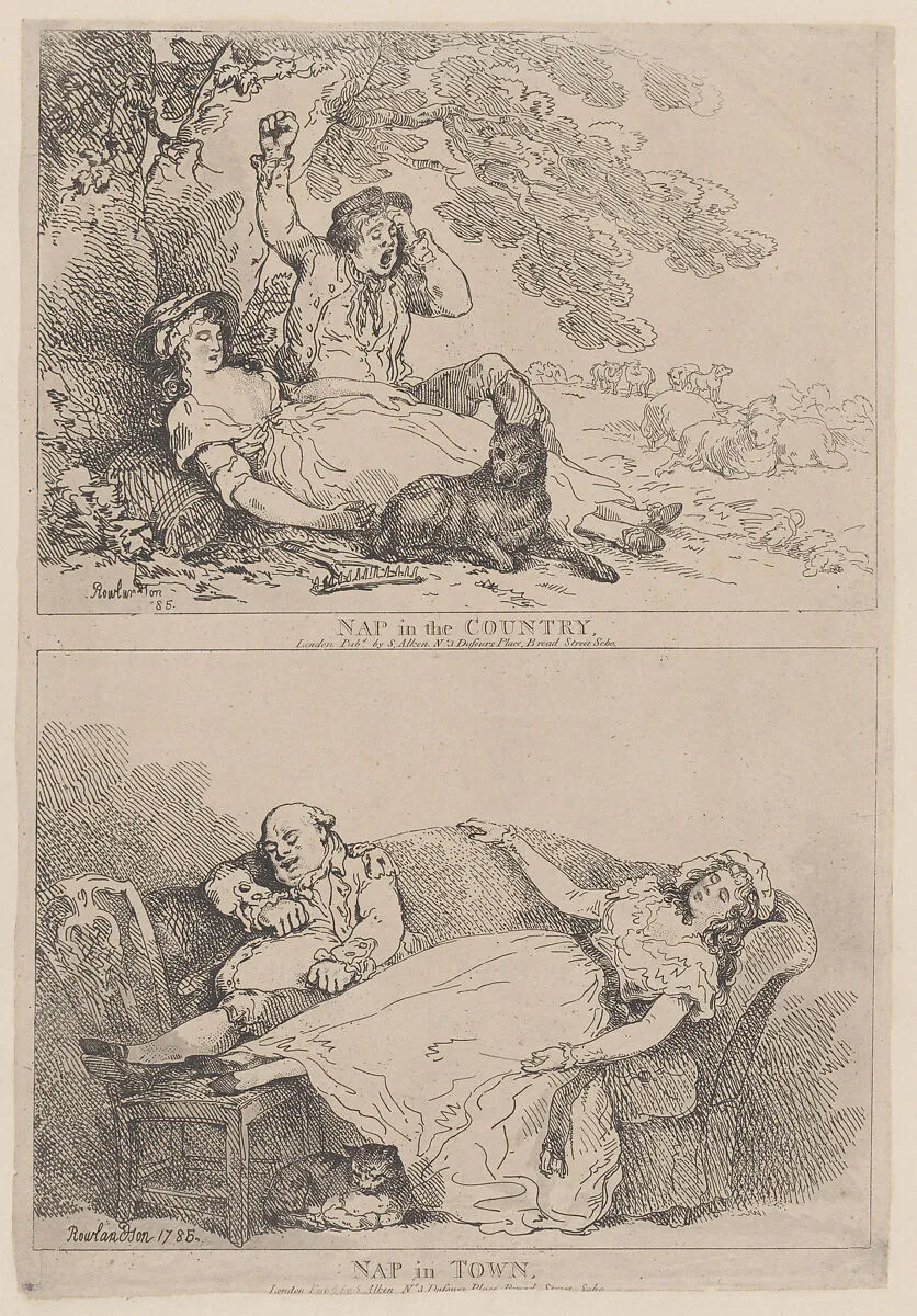 Nap in the Country, Nap in Town — Thomas Rowlandson|Samuel Alken