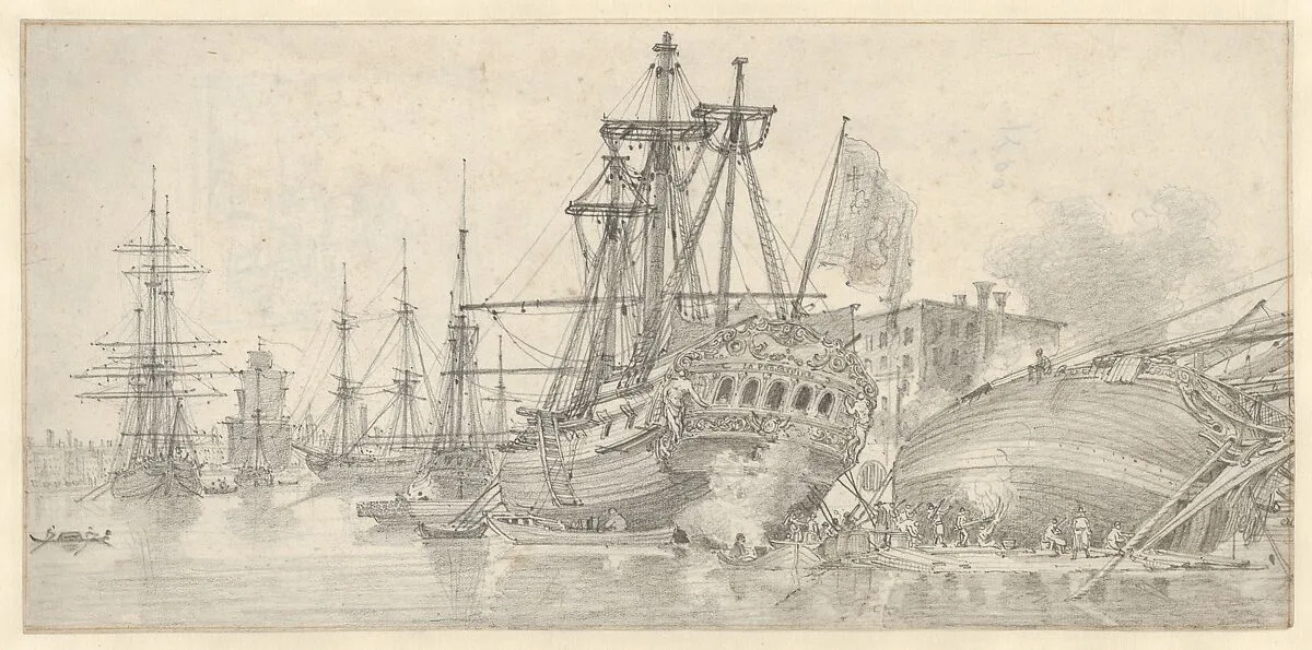 The Proserpine at anchor in Venice — Louis François Cassas