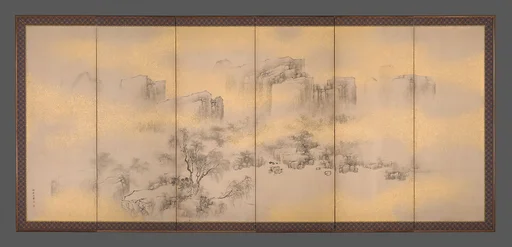 中林竹渓筆 夏秋山水図屏風|Summer and Autumn Landscapes