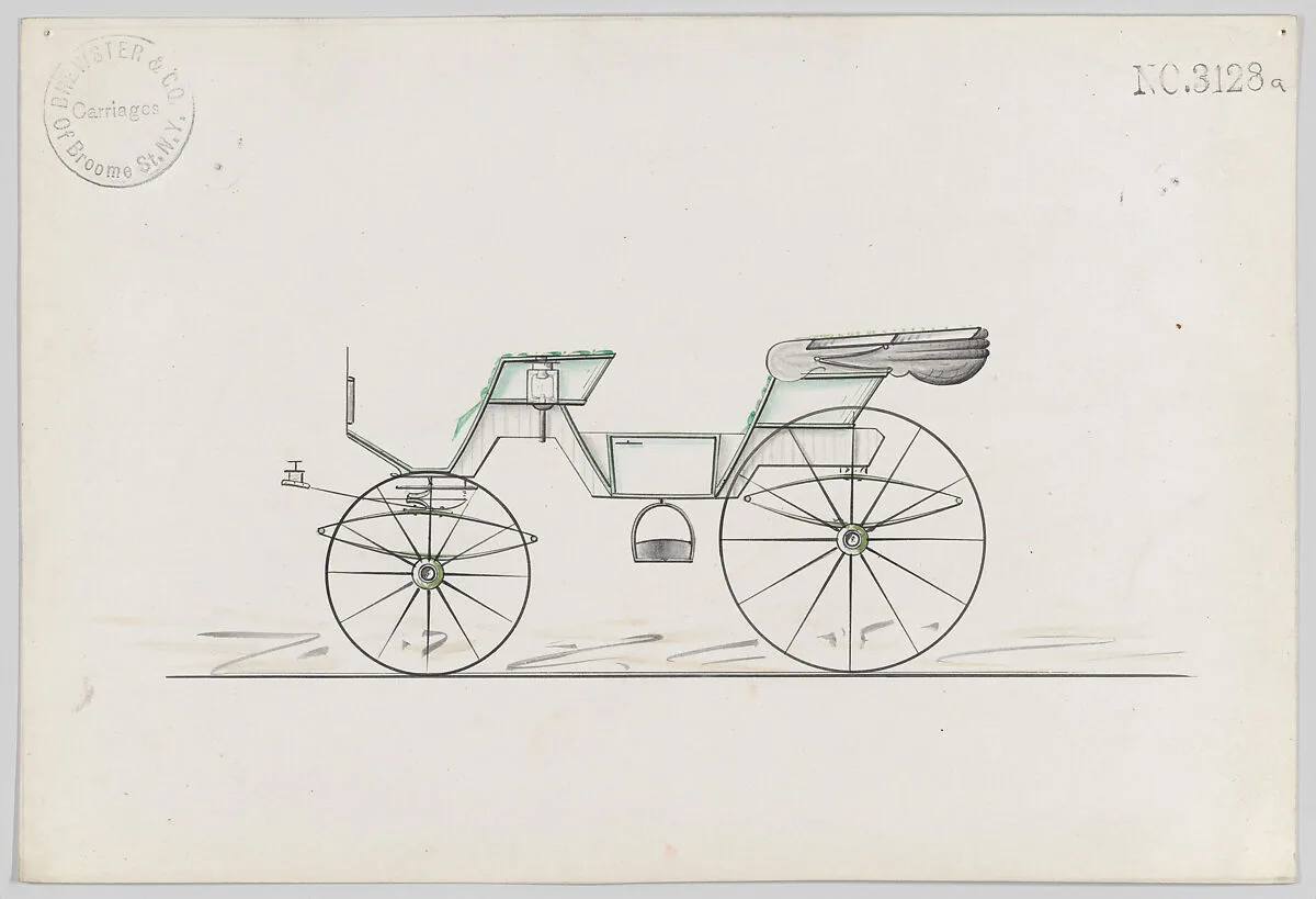 Design for 2 seat Cabriolet Phaeton, no. 3128a — Brewster & Co.