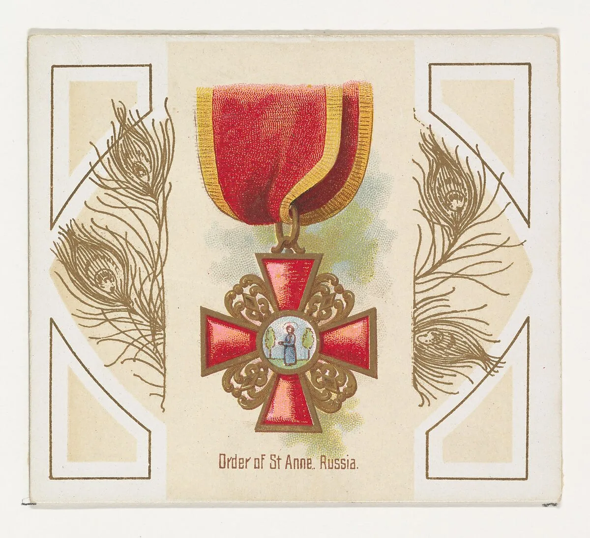 Order of Saint Anne, Russia, from the World's Decorations series (N44) for Allen & Ginter Cigarettes — Allen & Ginter|Lindner, Eddy & Claus