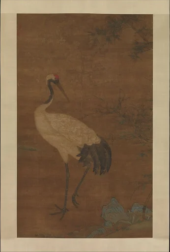 明 佚名 竹鶴雙清圖 軸|Crane in a bamboo grove