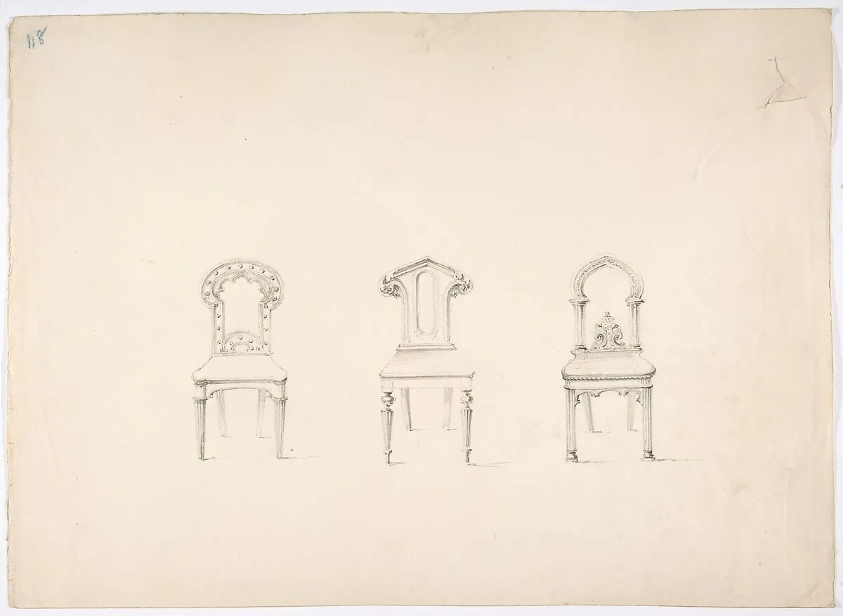Design for Three Chairs — Anonymous, British, 19th century