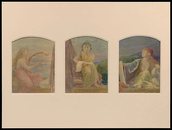 Suggestion for Three Upper Windows in Large Hall for Residence of Mr. T. Eaton, Toronto, Canada — Louis C. Tiffany|Tiffany Studios