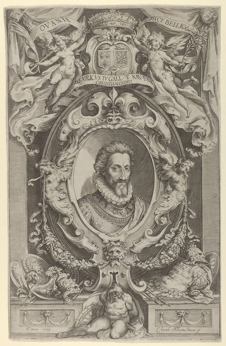 Portrait of King Henry IV of France in a decorative border — Cherubino Alberti (Zaccaria Mattia)