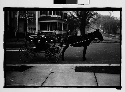 [Two Young Women in Horse-Drawn Carriage, Milledgeville, Georgia]
