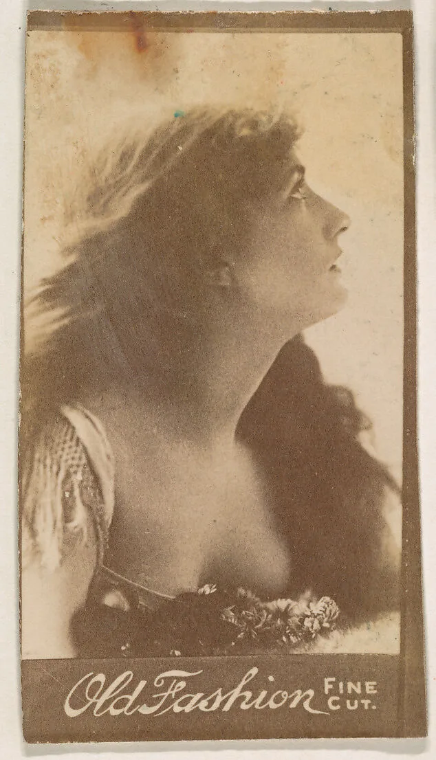 Profile of actress looking up, from the Actresses series (N664) promoting Old Fashion Fine Cut Tobacco — Unknown
