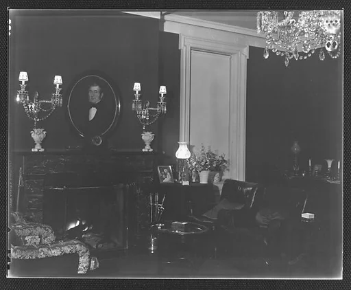 [View of Library Showing Fireplace, Residence of Gifford Cochran, Croton Falls, New York]