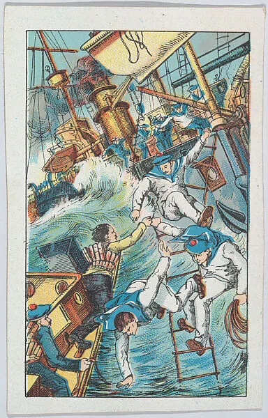 English vessel attacked by a German submarine, from 'Europe During the War' — Anonymous, 20th century