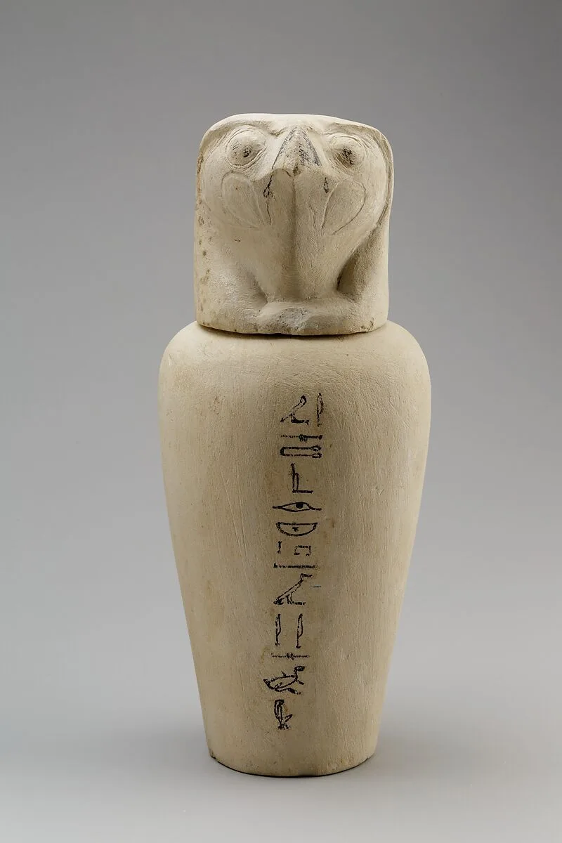Falcon-headed stopper (Qebehsenuef) from a canopic jar — Unknown