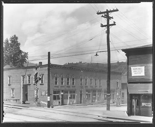 [Main Street, From Across Railroad Tracks, West Virginia]