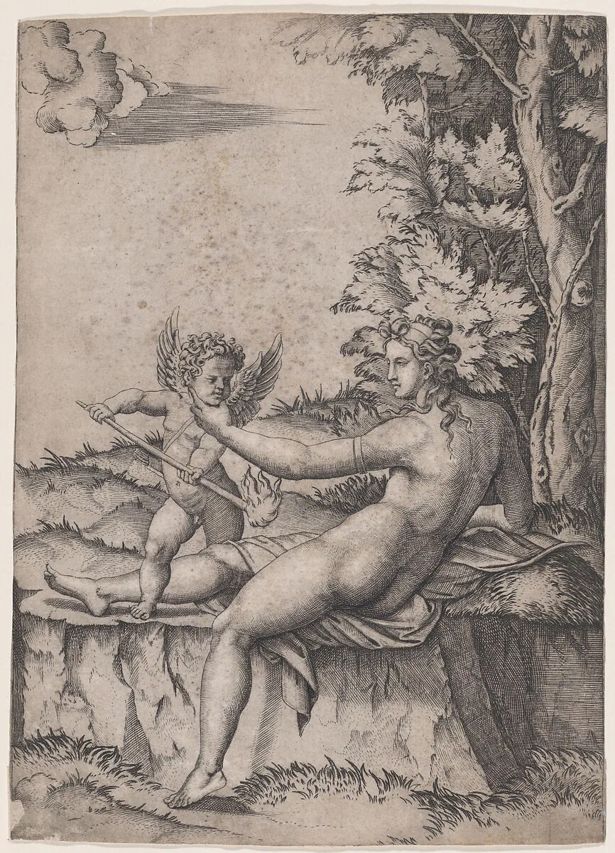 Venus and Eros — Agostino Veneziano (Agostino dei Musi)|Giulio Romano