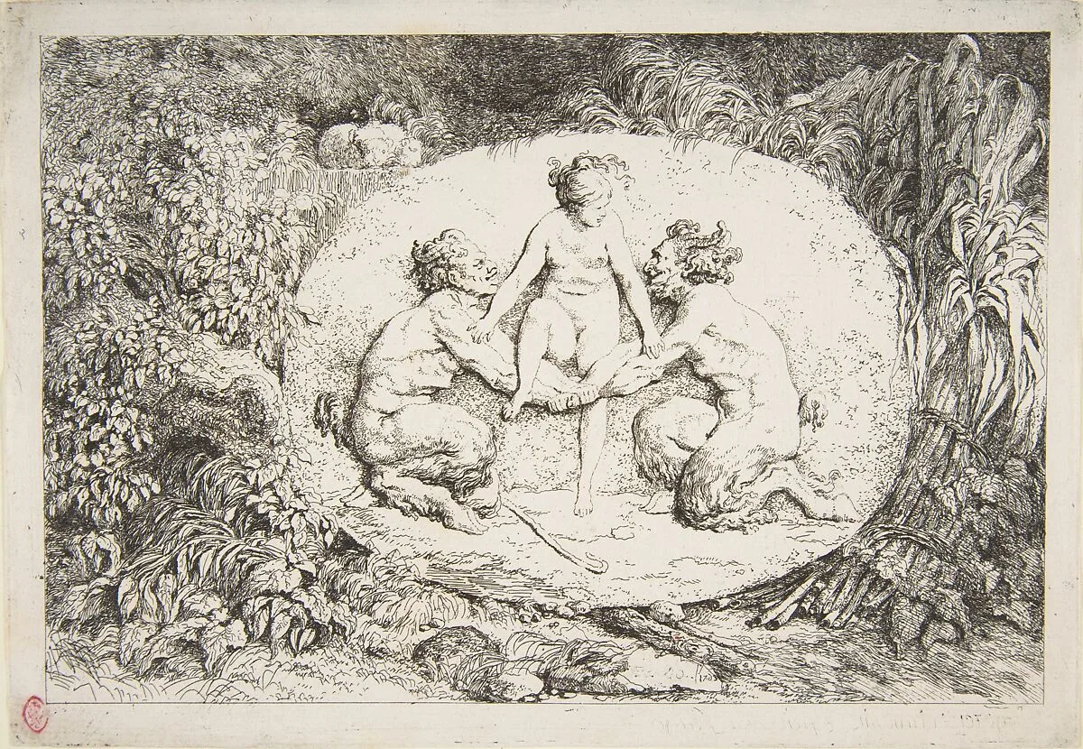 Nymph Supported by Two Satyrs — Jean Honoré Fragonard