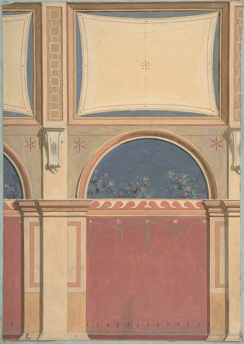 Design for Elevation of Gallery Bay, Deepdene, Dorking, Surrey — Jules-Edmond-Charles Lachaise|Eugène-Pierre Gourdet