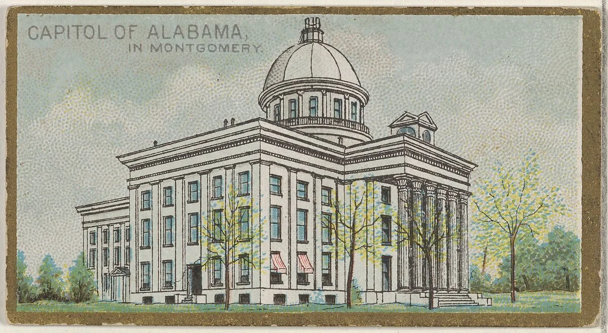 Capitol of Alabama in Montgomery, from the General Government and State Capitol Buildings series (N14) for Allen & Ginter Cigarettes Brands — Allen & Ginter|The Gast Lithograph & Engraving Company