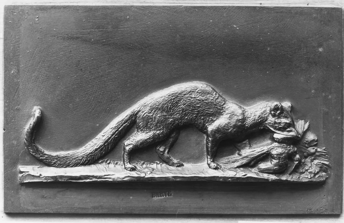 Genet dragging a bird — Antoine-Louis Barye