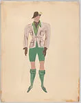 Drawing for a man's theatrical costume for the song 'O Leo' in 'At Home Abroad' — Vincente Minnelli