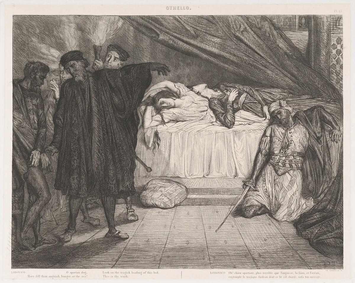 "O Spartan dog": plate 15 from Othello (Act 5, Scene 2) — Théodore Chassériau|William Shakespeare