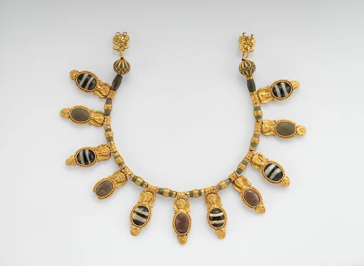 Gold and glass necklace