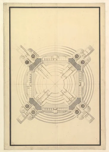 Ground Plan for a Catafalque for Frederick Augustus I, King of Poland and Elector of Saxony (1694-1733)
