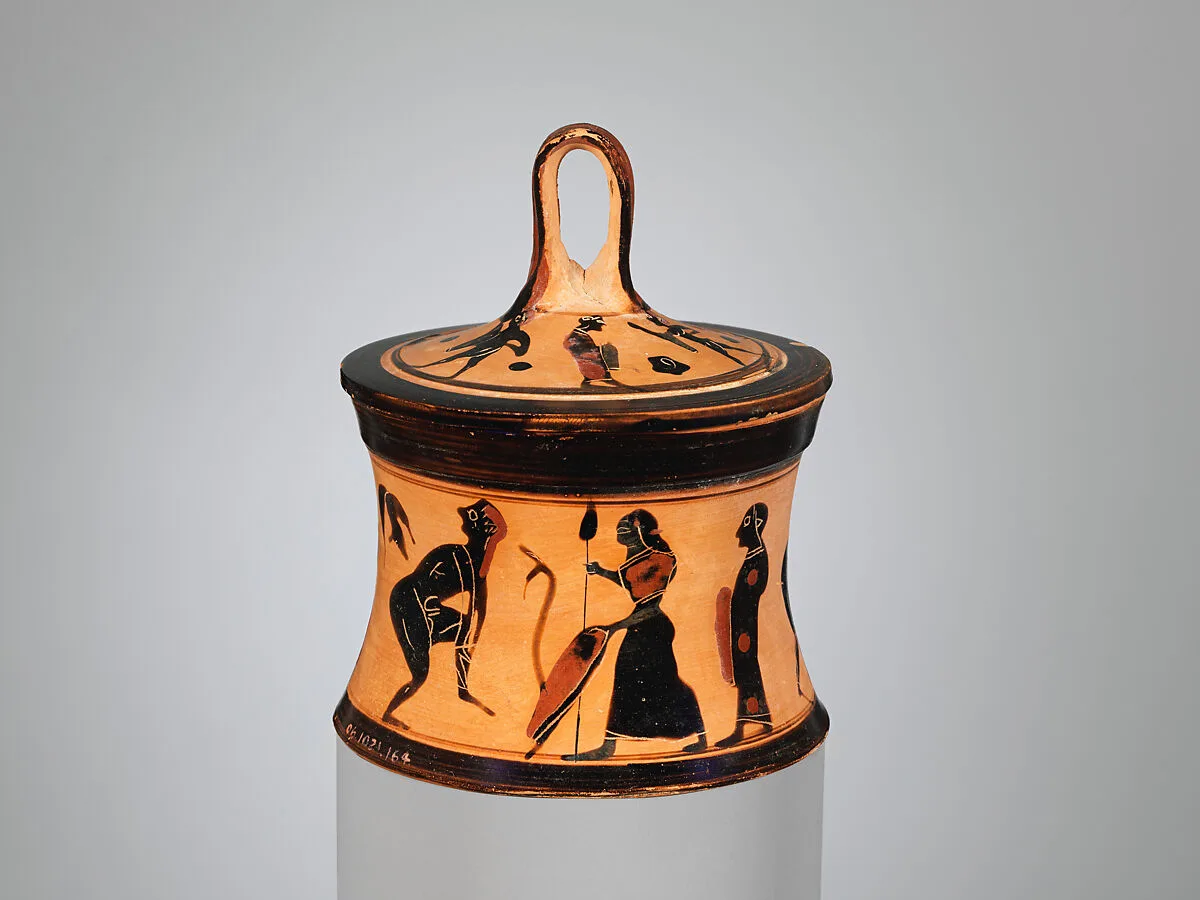 Terracotta pyxis (box) — Painter of Munich 1842