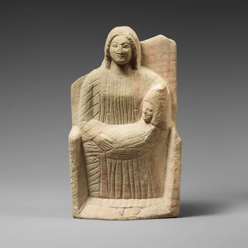 Seated limestone kourotrophos
