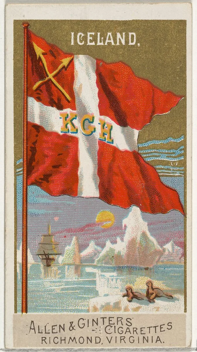 Iceland, from Flags of All Nations, Series 2 (N10) for Allen & Ginter Cigarettes Brands — Allen & Ginter