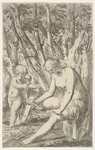 Venus breaking Cupid's bow over her knee, from "Sport of Love" (Scherzi d'amore)