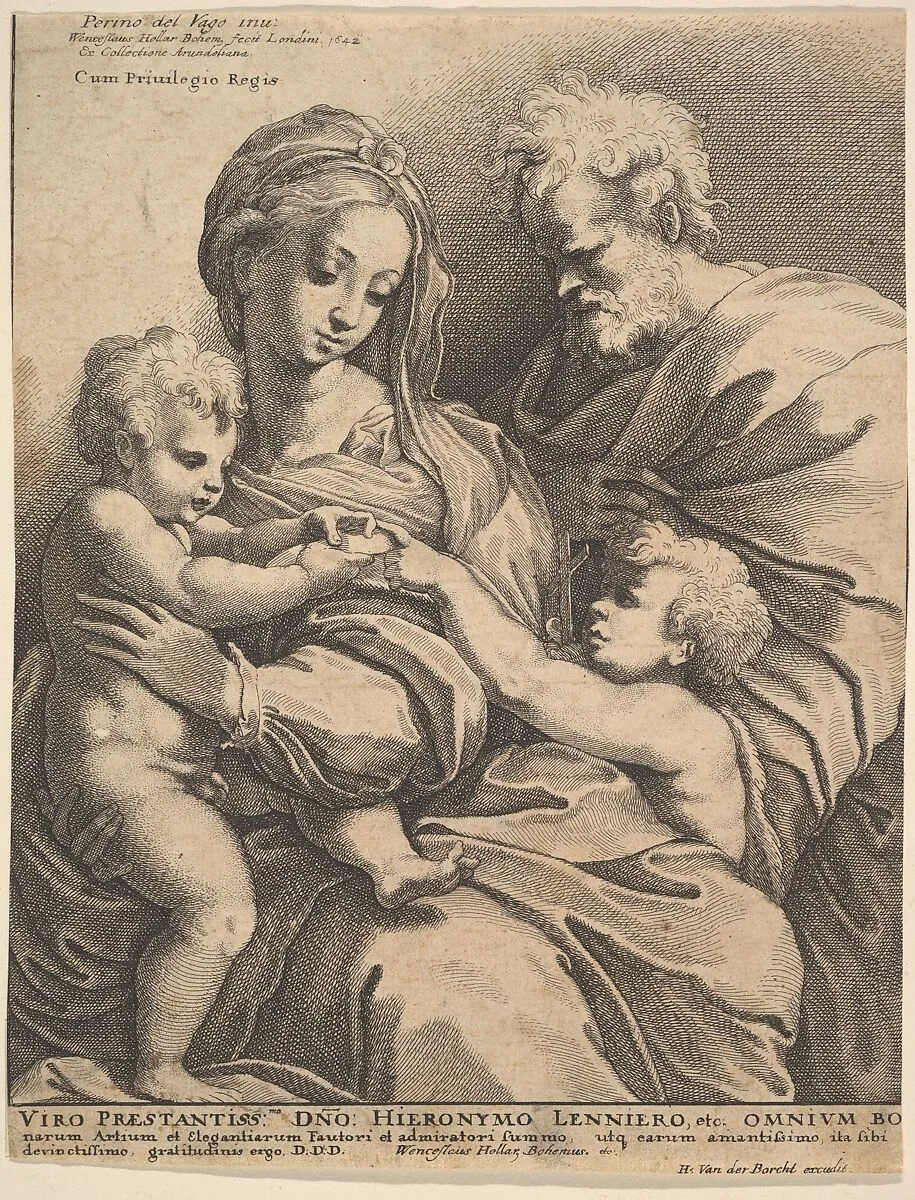 The Holy Family — Perino del Vaga (Pietro Buonaccorsi)|Hendrik van der Borcht II|Wenceslaus Hollar