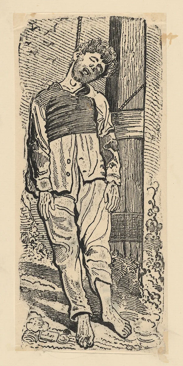 A hanged man, a scene from the Mexican Revolution — Jean Charlot|José Guadalupe Posada