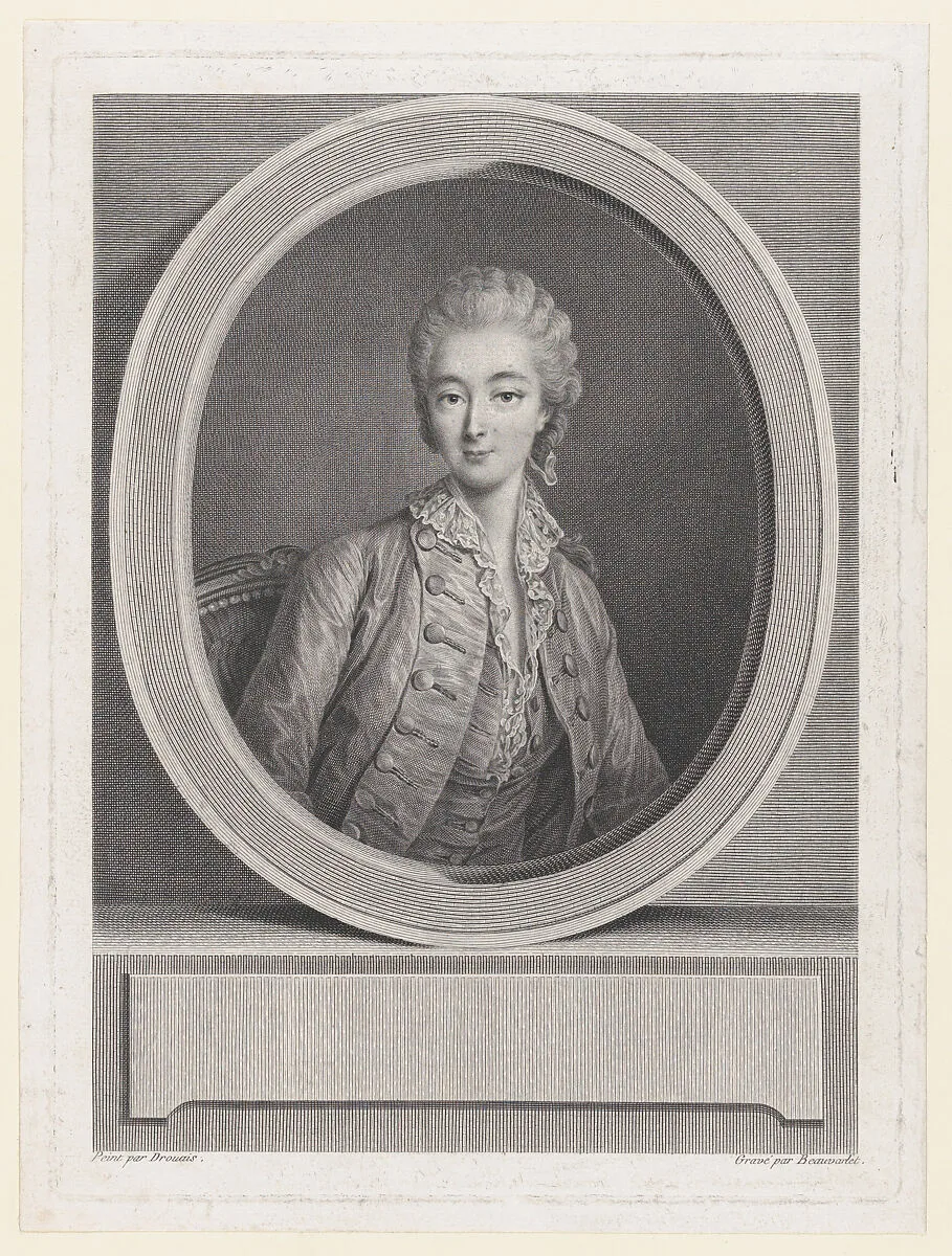 Portrait of Madame du Barry, after Drouais — François Hubert Drouais|Jacques Firmin Beauvarlet