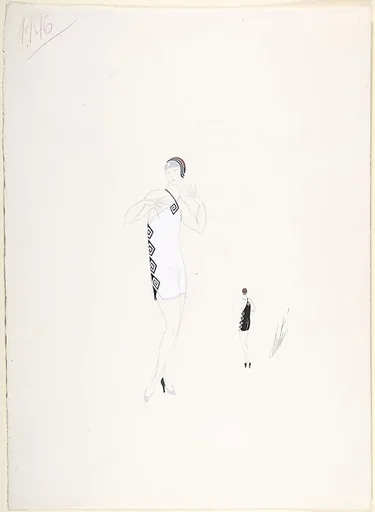 Design for Lingerie with White Front and Black Back for "Manhattan Mary," Majestic Theather, New York