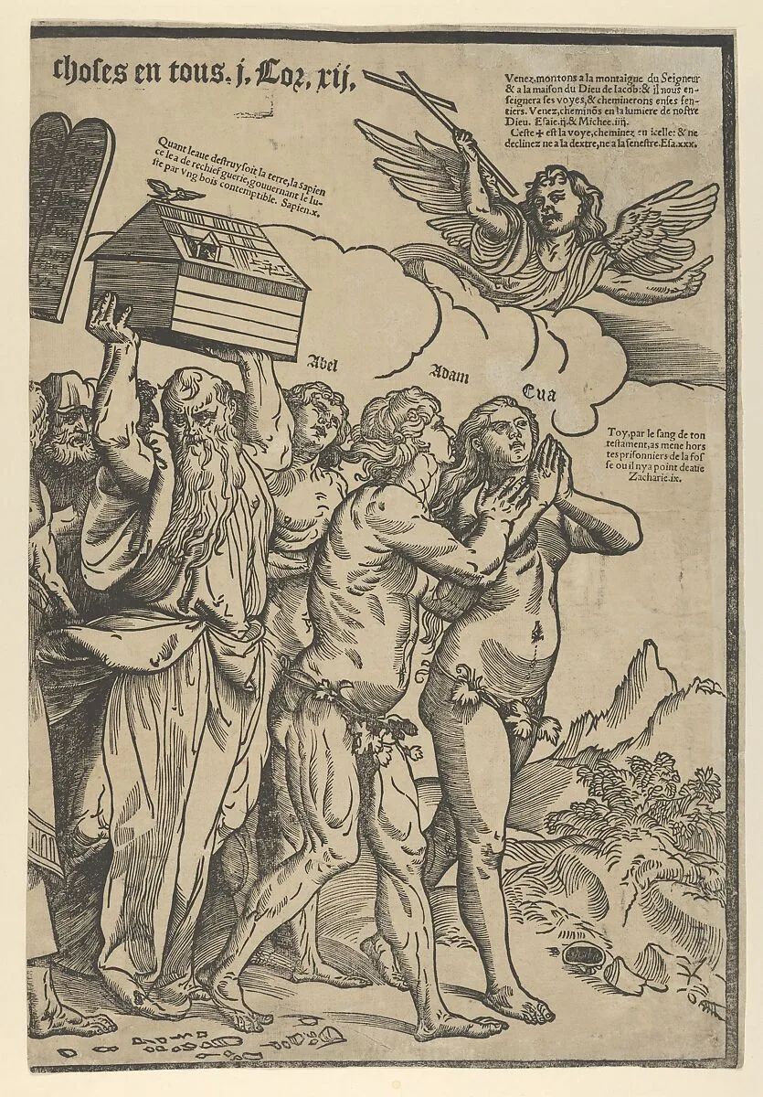 The Triumph of Christ: the last sheet on the right showing Adam and Eve who lead the procession — Titian (Tiziano Vecellio)|Anonymous