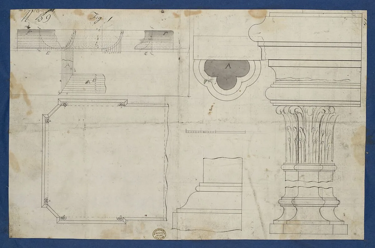 Plan for Library Table with Moldings, from Chippendale Drawings, Vol. II — Thomas Chippendale