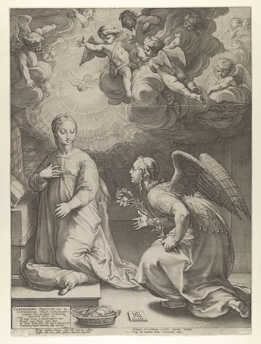 Annunciation, from "The Birth and Early Life of Christ" — Hendrick Goltzius
