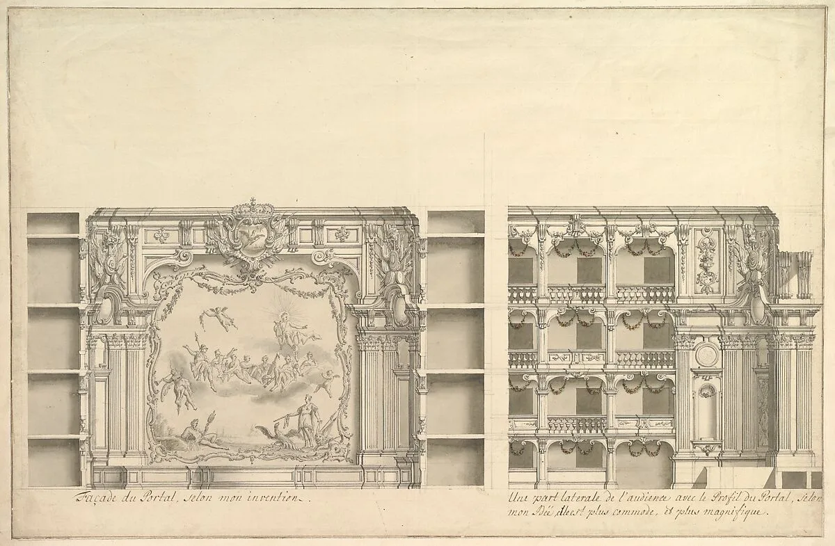 Elevation of Proscenium According to New Design and Lateral View of Boxes — Giuseppe Galli Bibiena